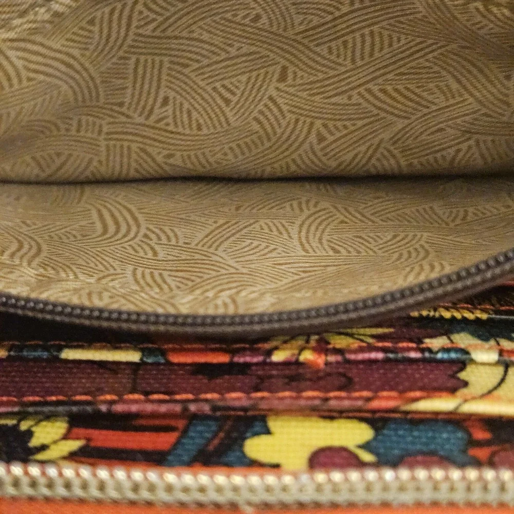 Sakroots Women's Peace Wallet Coated Canvas Floral Embroidered Zip Around Red
